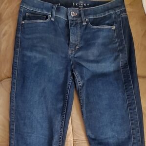 Women's High Rise Crop Skinny Jeans - Blue Ruched Hem